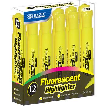 Yellow Desk Style Fluorescent Highlighters (12/Box) #2332