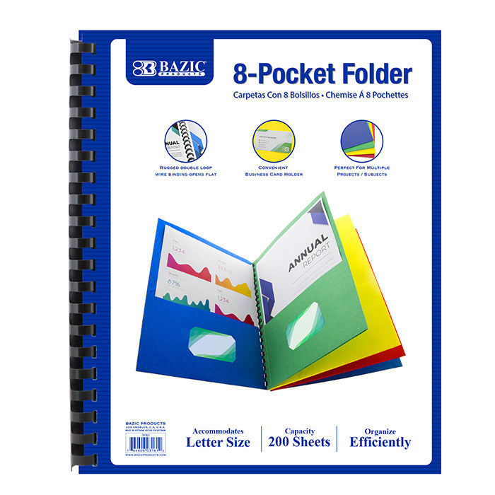 8-Pockets Portfolios Folder with View Cover