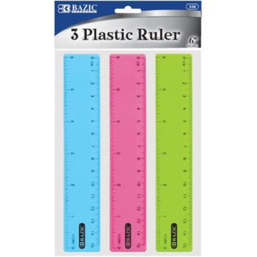 BAZIC 6 (15cm) Plastic Ruler (3/Pack) Bazic Products