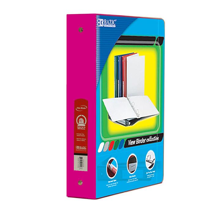 Binder 1.5" Fuschia 3-Ring w/View w/2Pkt Bazic #4146