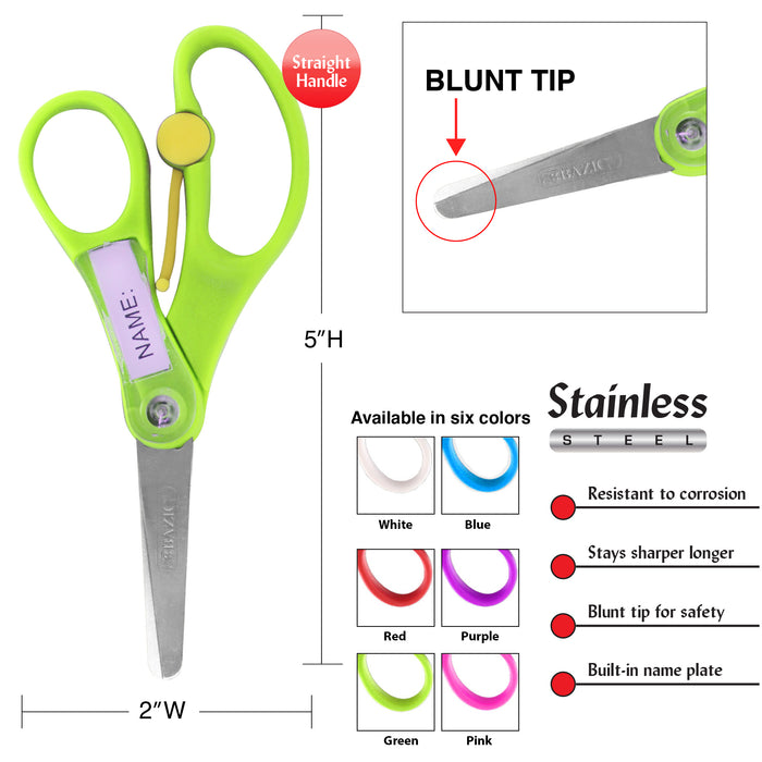 Bazic 5" Blunt Tip School Training Scissors w/ Name Tag