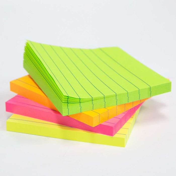 STICK ON NOTE PADS neon 3x3  LINED  #5108