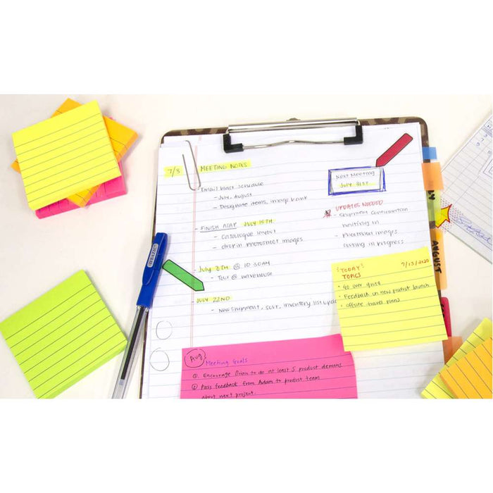 STICK ON NOTE PADS neon 3x3  LINED  #5108