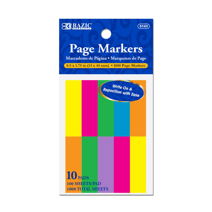 Page Markers Neon .5"X1.75" 10Pk Of 100Ct  5143