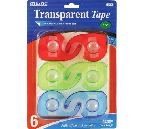 Bazic Transparent Tape 1/2X400 6Ct #913