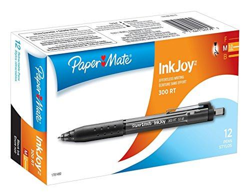 Pens Inkjoy Pm Ret Black W Grip  300Rt 12Ct