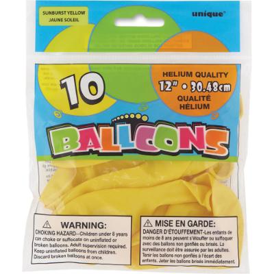 Yellow Helium Party Balloons (10Ct)