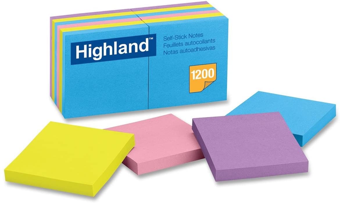 Highland Stick Notes 3X3 Neon (12Pads) 6549-N