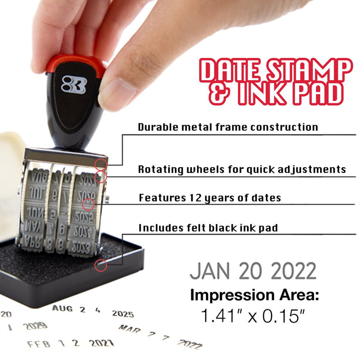Date Stamp & Black Ink Pad -Bazic 6301