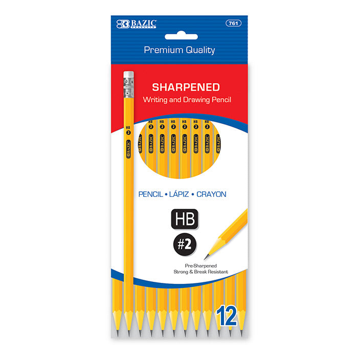 Pre-Sharpened #2 Premium Yellow Pencil (12/Pack)Bazic #761