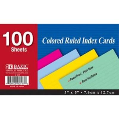 Bazic Colored Ruled Index Cards  (100Ct) #517