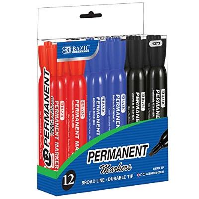 Bazic Assorted Color Permanent Markers (12Pc)