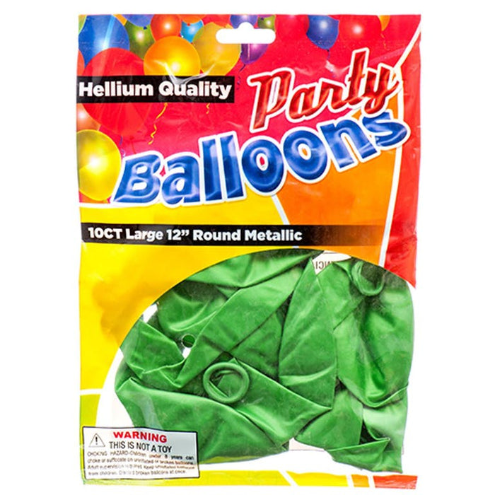 Balloons 10Ct 12" Pearlized Metallic Green