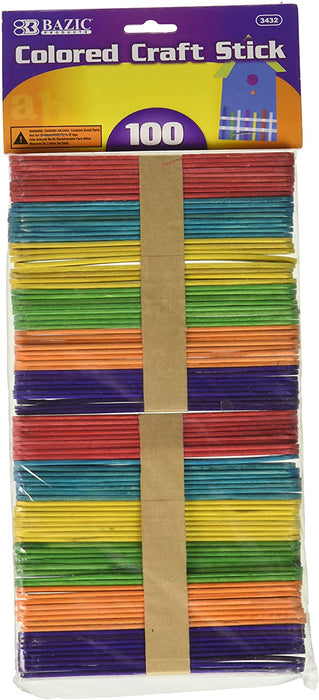 Colored Craft Sticks 100Pk
