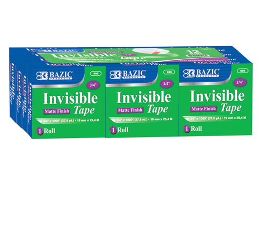 Tape Refill 3/4X1000 Invisible Boxed Bazic #906