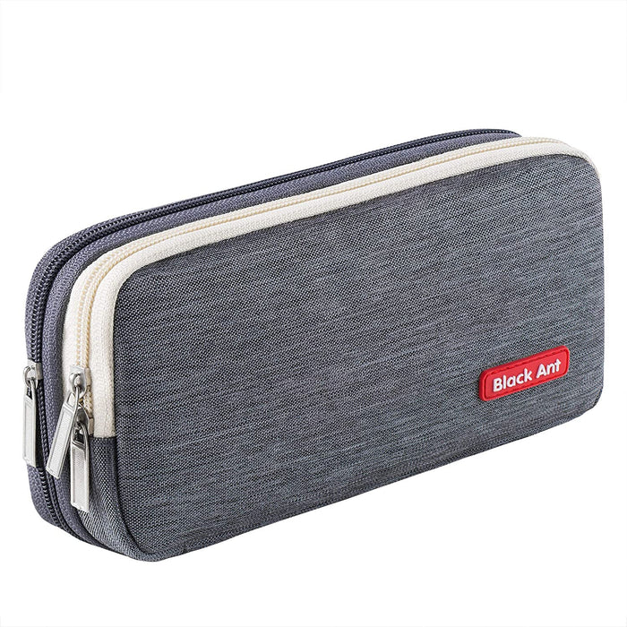 Pencil Pouch W Zipper, Two Compartment Large 13 -1/4X9-1/2