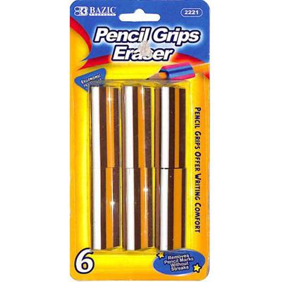Bazic Pencil Grip Erasers 6Ct #2221