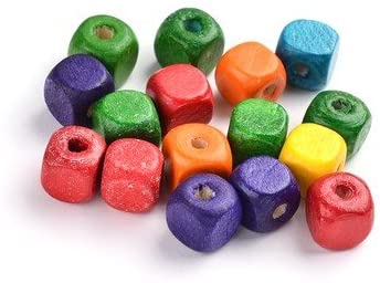Cube Wood Beads 6Mm Assorted Colors 250Pc For 3+