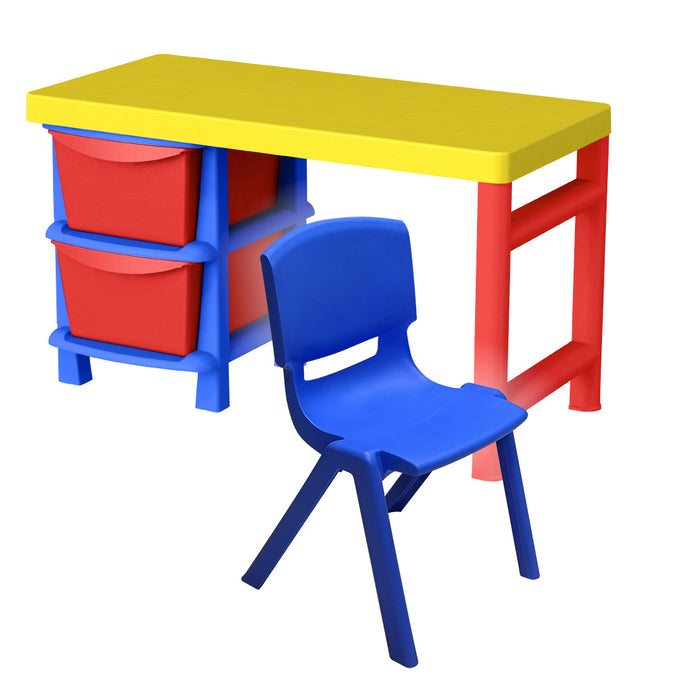 Kids Plastic Desk and Chair ( 2 Basket Drawer)