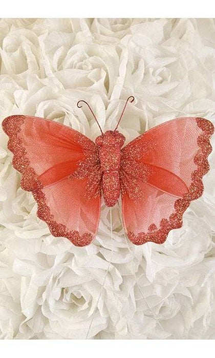 Creative Crafts Red Sheer Butterfly (6 Piece)