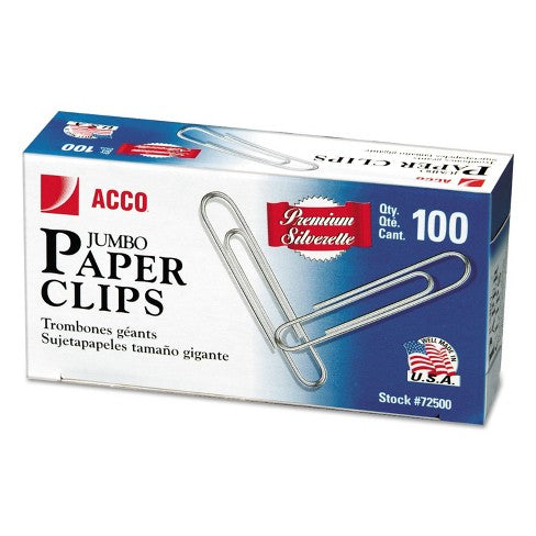 BAZIC Jumbo (50mm) Silver Paper Clip (100/Pack) Bazic Products