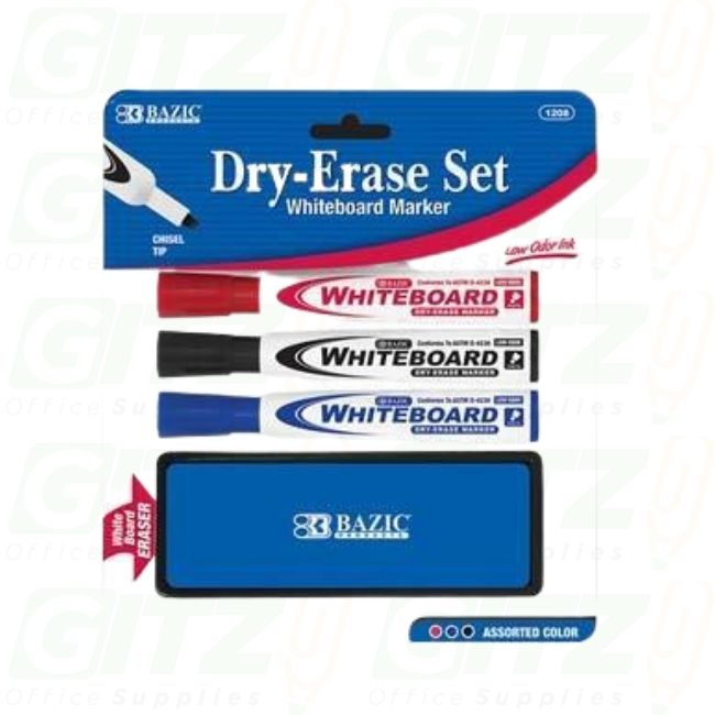 Bazic Dry-Erase Set 3Pk W/ Eraser