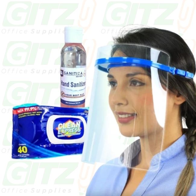 COVID VALUE PACK -SANITIZER+FACE SHIELD+1 wipe FREE