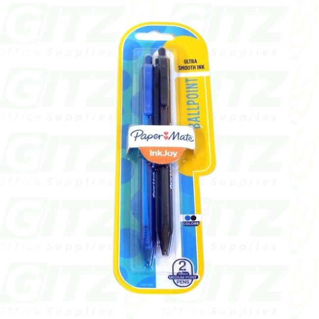 PAPER MATE INKJOY 100 RT BALL POINT PENS 2ct. BLACK, BLUE,