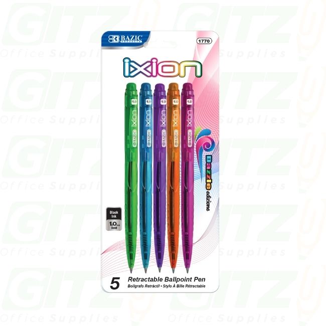 Ixion Assorted Color Retractable Pen (5/Pack)