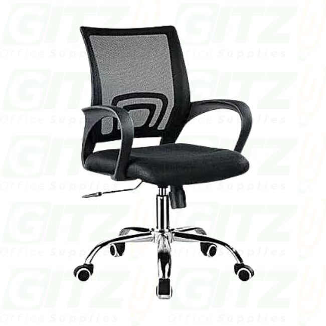CHAIR SECRETARIAL MESH BLACK w METAL LEGS — GITZ Office Supplies