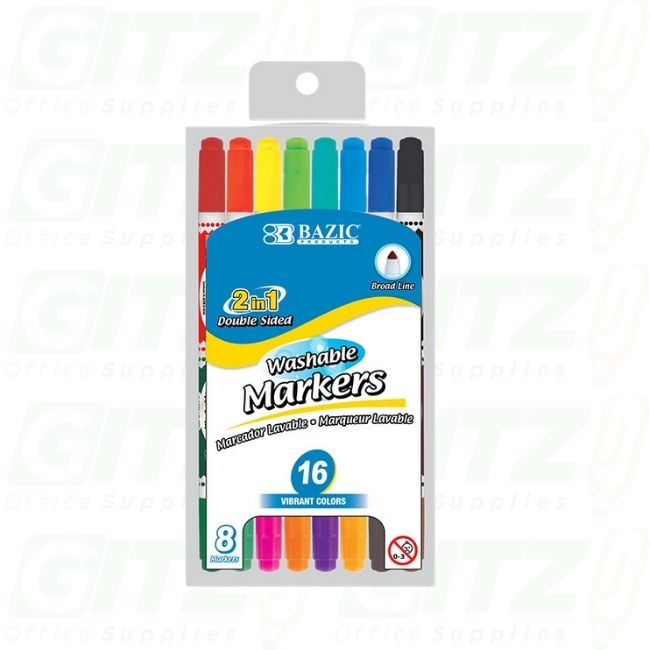 Bazic Washable Markers 16Ct Double Sided #1234