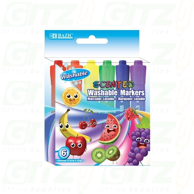 Bazic Washable Markers  6Ct Scented Neon #1285