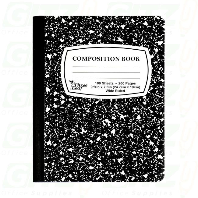 Composition Book Wide-Ruled Notebook with 100 Sheets, Black Marble