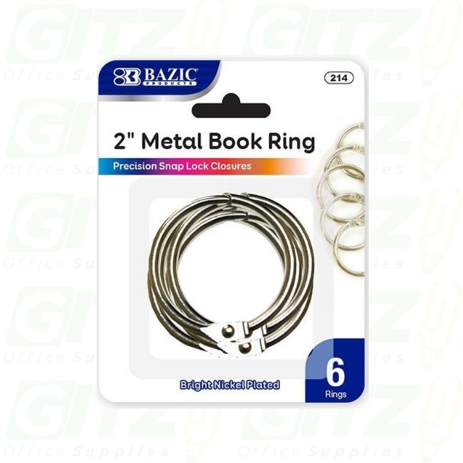 Bazic 2" Metal Book Rings (6/Pack)