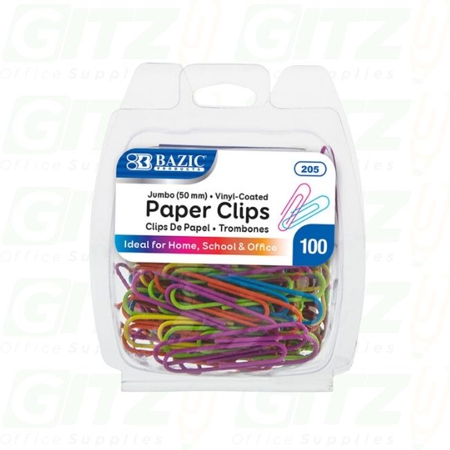 Jumbo (50mm) Color Paper Clips (100/Pack)