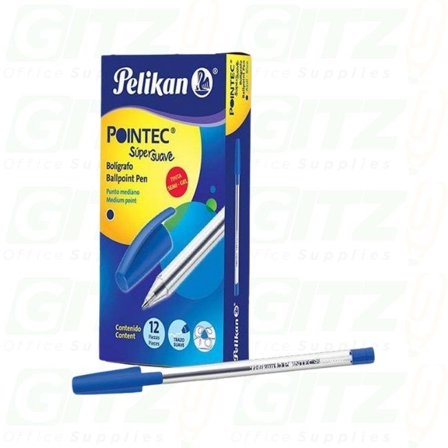 Pelikan Pointec Ballpoint Blue Ink Stick Pens  (12Pk)