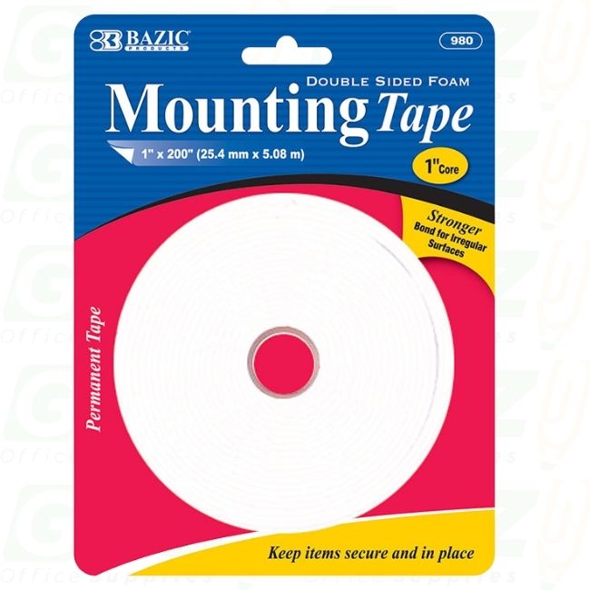 Bazic 1" X 200" Double Sided Foam Mounting Tape