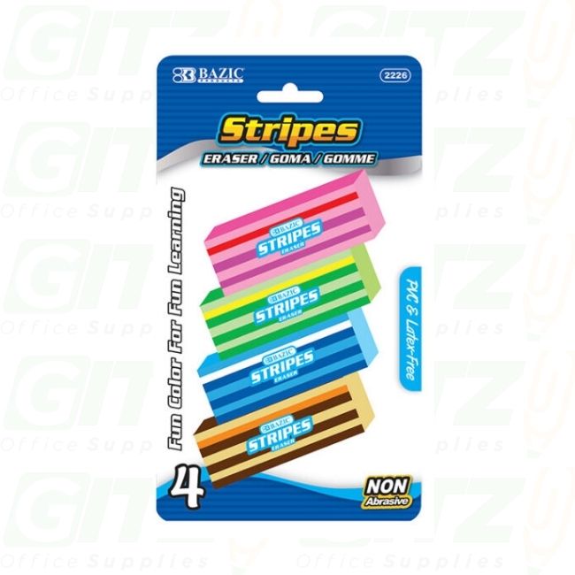 Eraser W Stripes 4Ct #2226