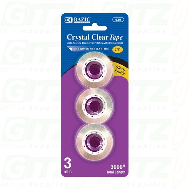 Tape Refill Crystal Clear  3/4"X1000 (3Ct)