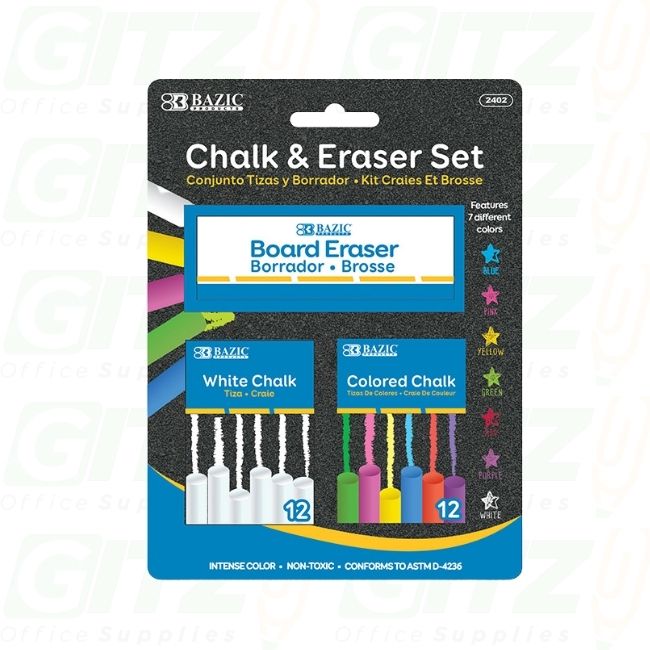 Bazic Chalk & Eraser Set 2402