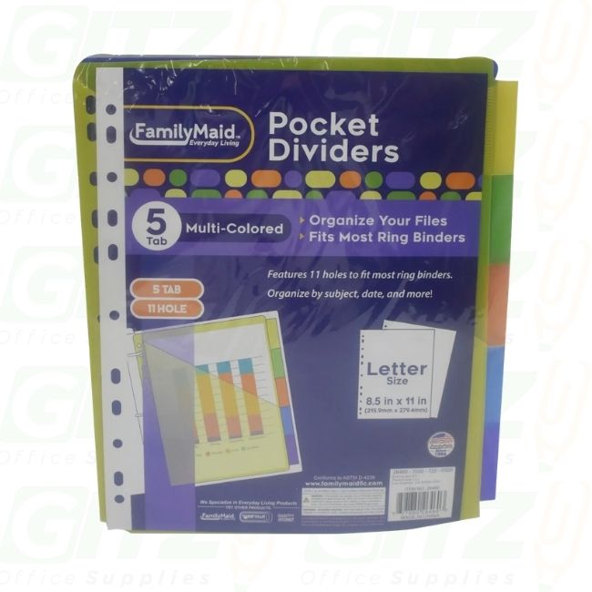 Pocket Dividers 5Pc W Insertable Color Tabs