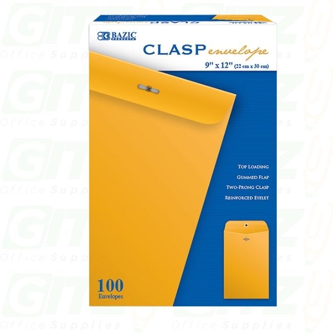 Bazic 9" X 12" Clasp Envelope (100/Pack)