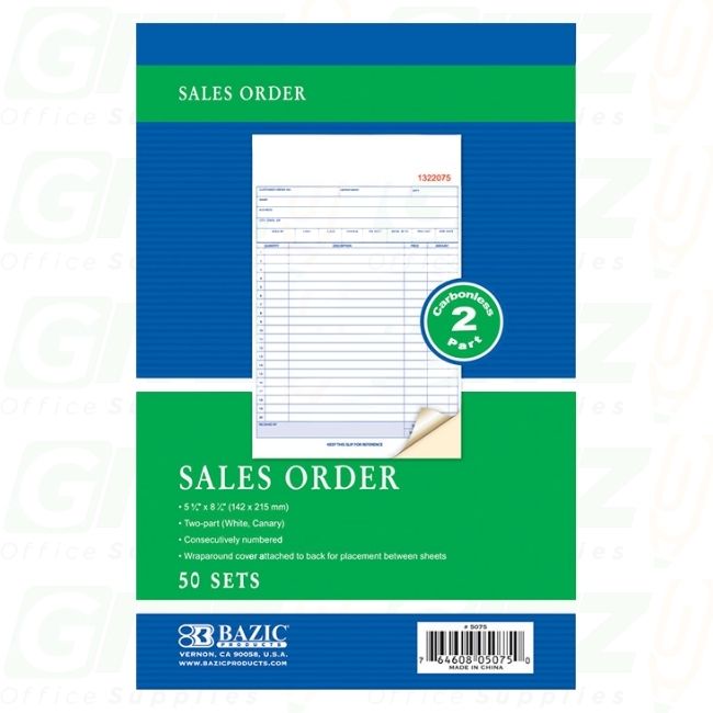 Bazic 50 Sets 5 9/16" x 8 7/16" 2-Part Carbonless Sales Order Book