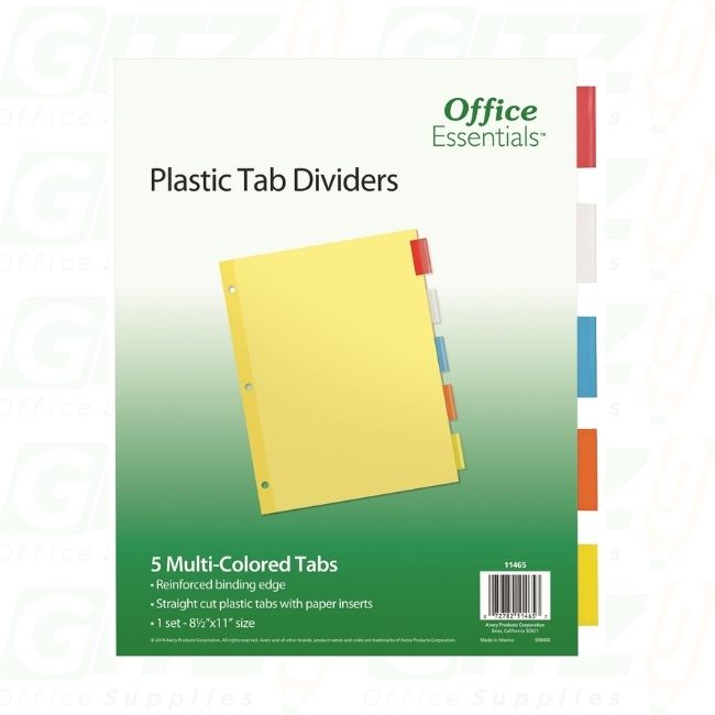 Index Dividers 5 Multi-Colored Tabs