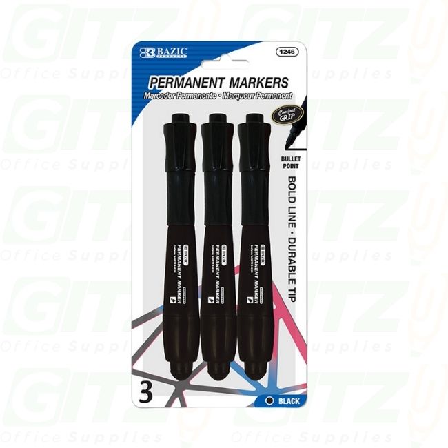 Bazic Black Permanent Markers (3Pc)