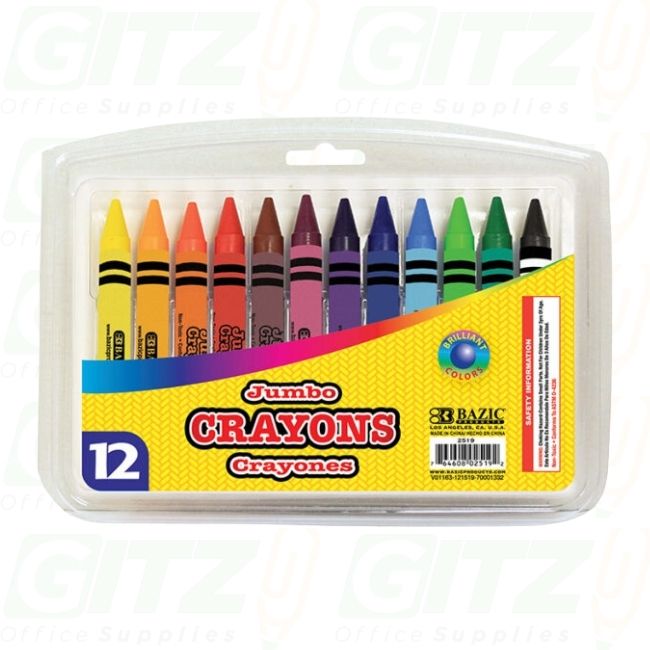Bazic Premium Jumbo Crayons (12Ct)
