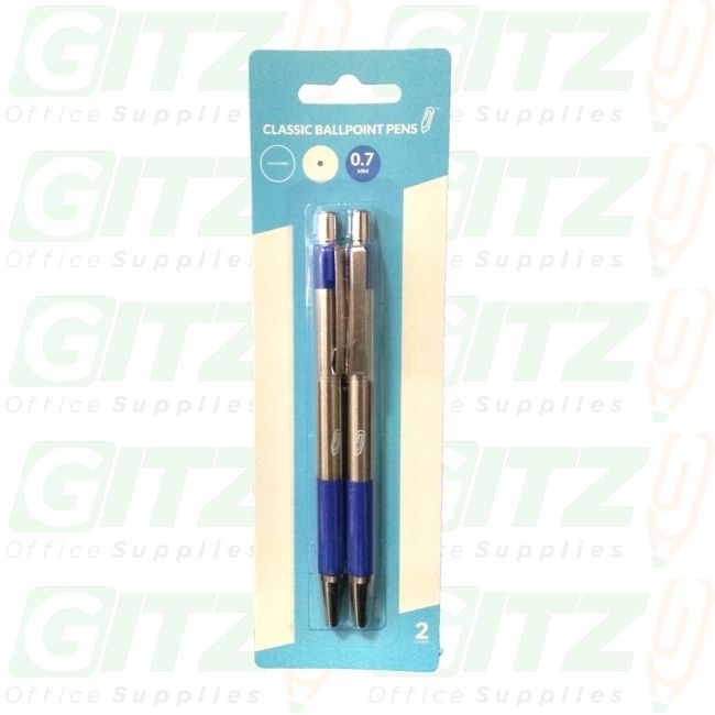 Classic Ballpoint Pen .7Mm Retractable Blue 2Pc #7484