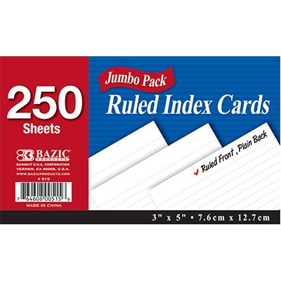 Index Card 3X5 Ruled White 250Ct #515