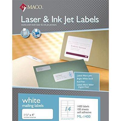 Maco Label 1-1/3X4 For Laser/Inkjet Ml1425