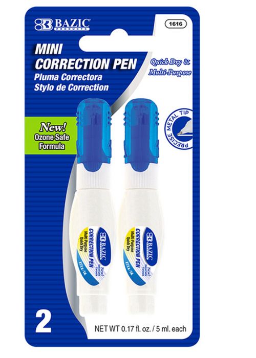 Bazic Correction Pen Mini  2Ct Metal Tip